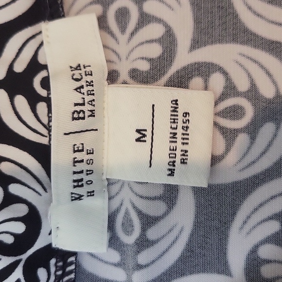 WHITE HOUSE BLACK MARKET Black White Floral Pull-on Elastic Waist Flounce Skirt - Picture 5 of 7